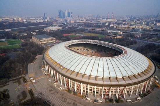 Sergei Sobyanin tours the Luzhniki Stadium being under reconstruction