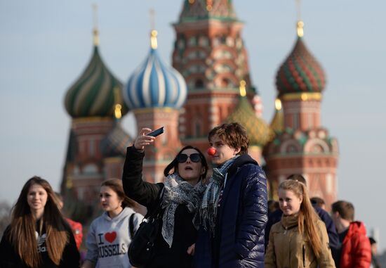 Warm weather in Moscow