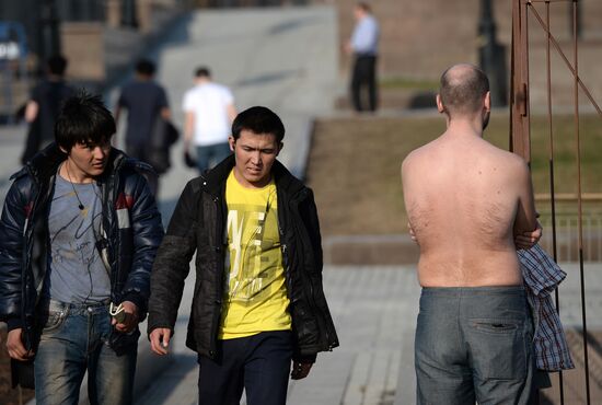 Warm weather in Moscow