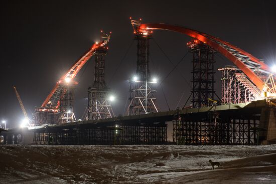 Construction of third bridge over Ob River in Novosibirsk