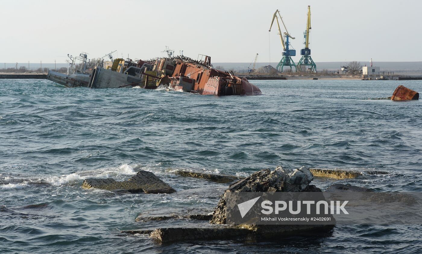 Drowned ships in Lake Donuzlav, Ukraine