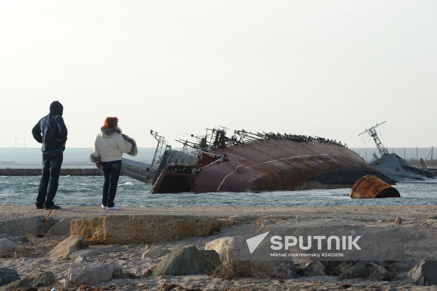 Drowned ships in Lake Donuzlav, Ukraine