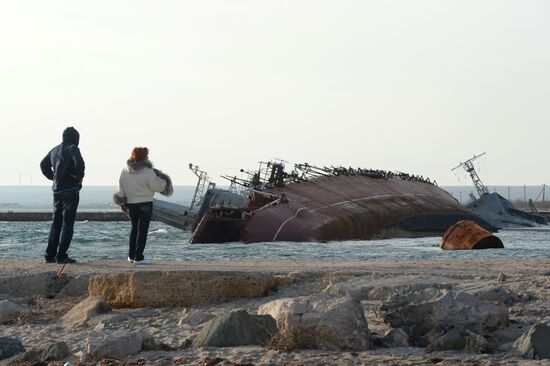 Drowned ships in Lake Donuzlav, Ukraine