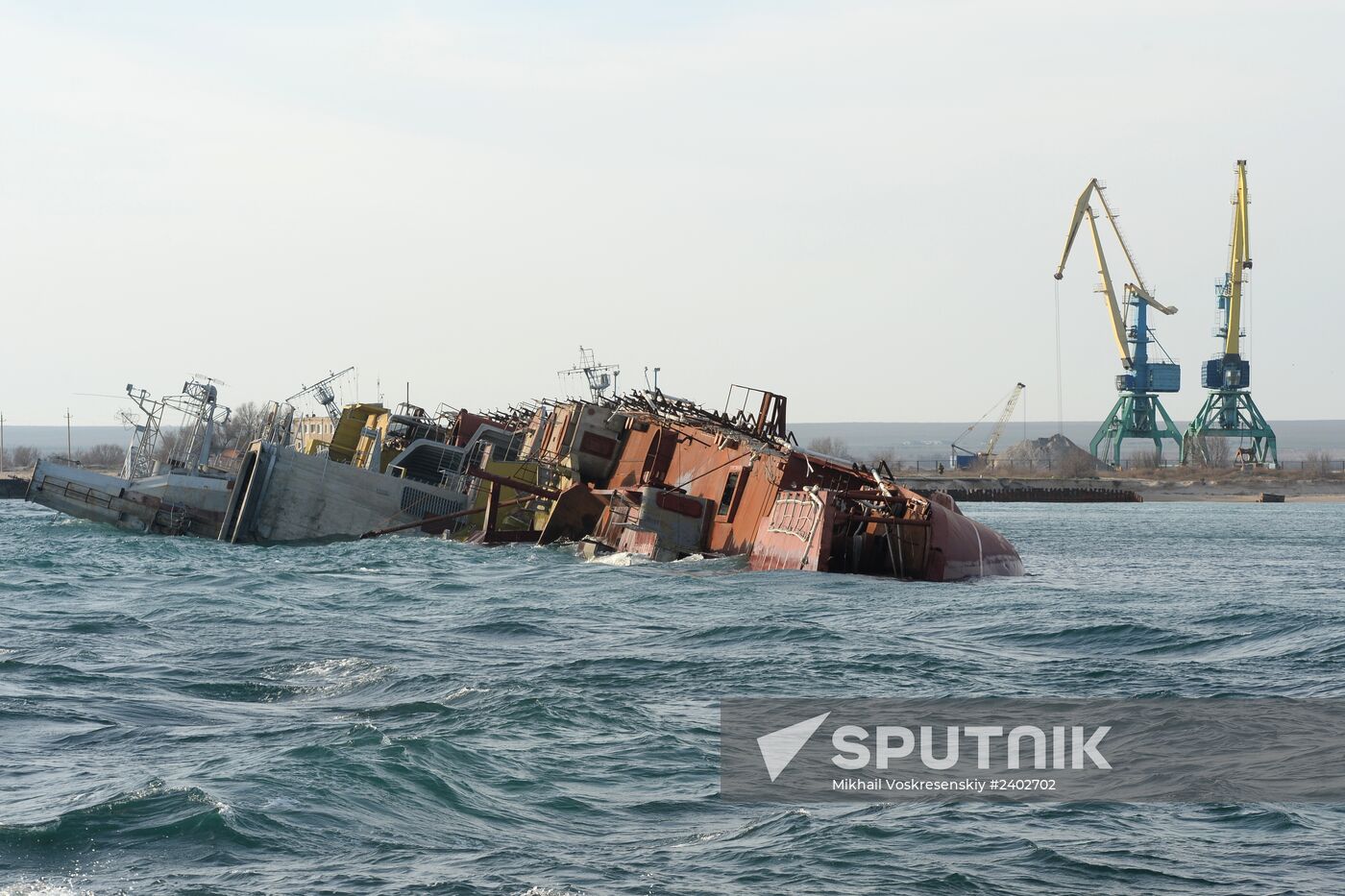 Drowned ships in Lake Donuzlav, Ukraine