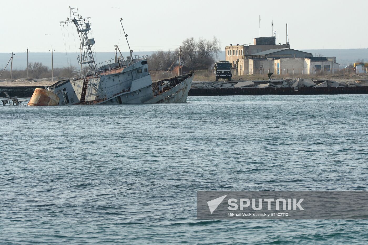 Drowned ships in Lake Donuzlav, Ukraine