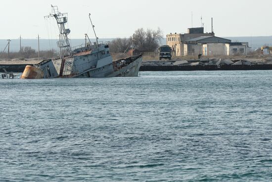 Drowned ships in Lake Donuzlav, Ukraine