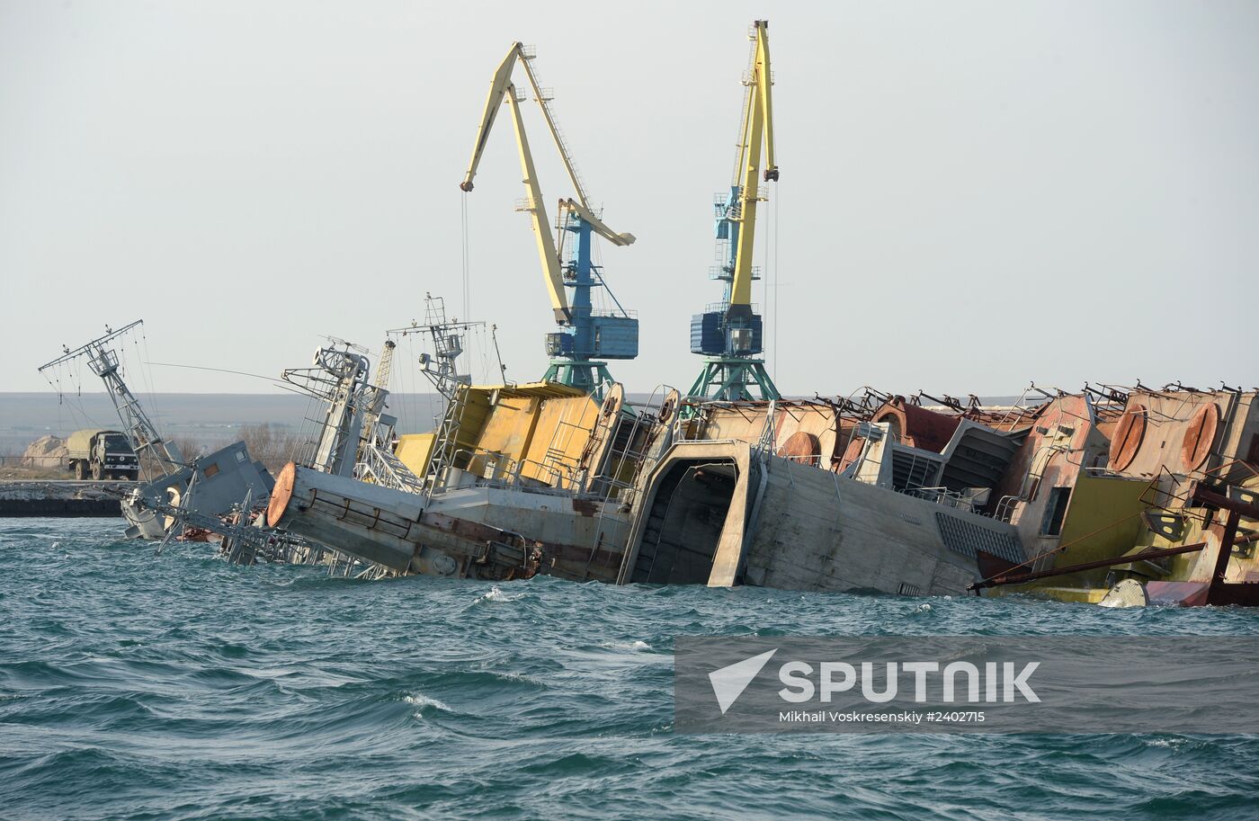 Drowned ships in Lake Donuzlav, Ukraine