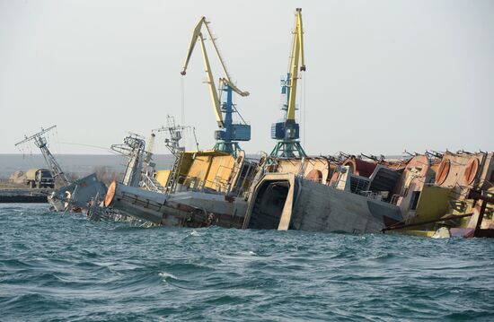 Drowned ships in Lake Donuzlav, Ukraine