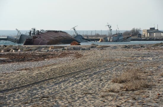 Drowned ships in Lake Donuzlav, Ukraine