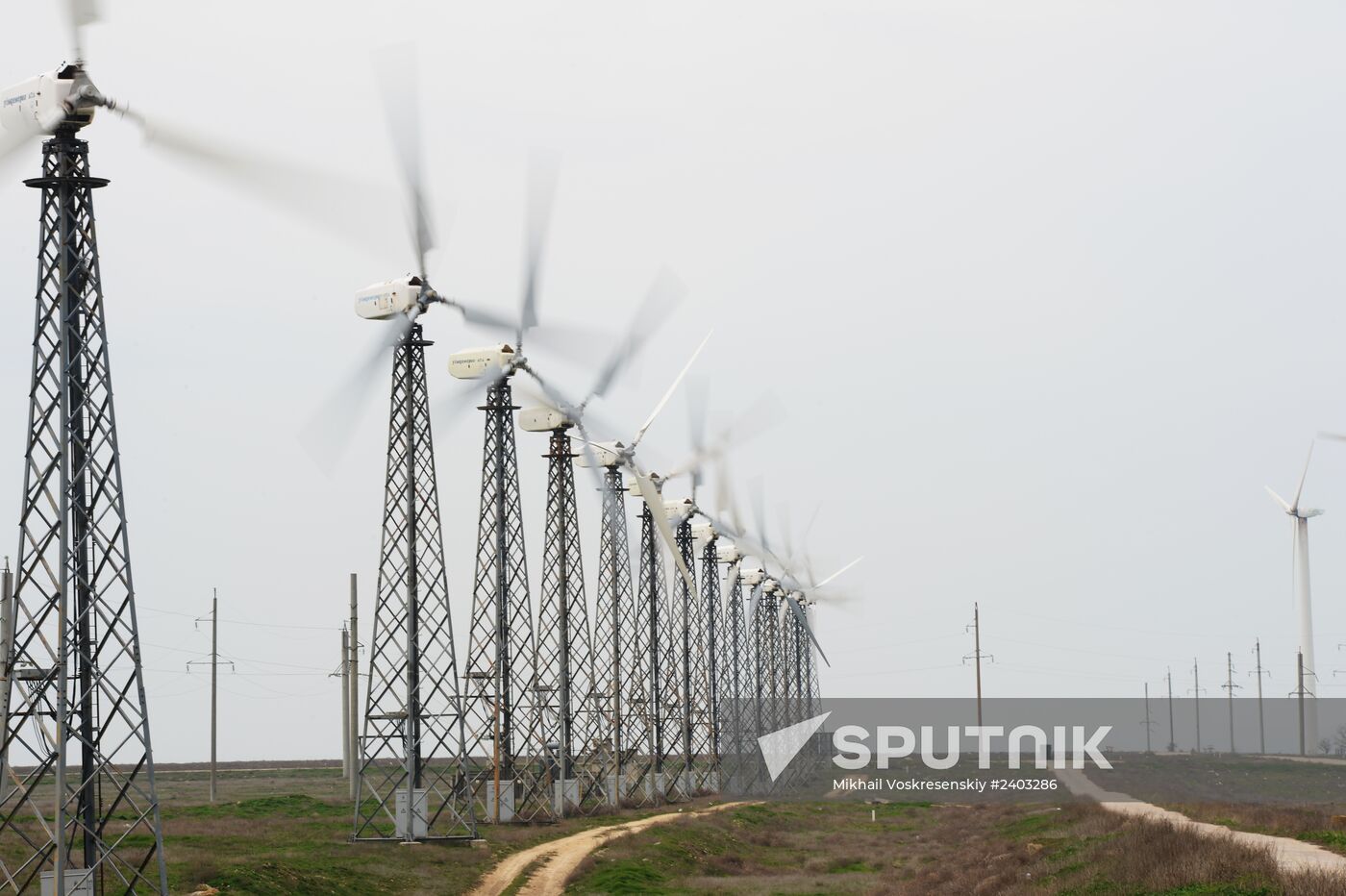 Wind power in town of Mirny
