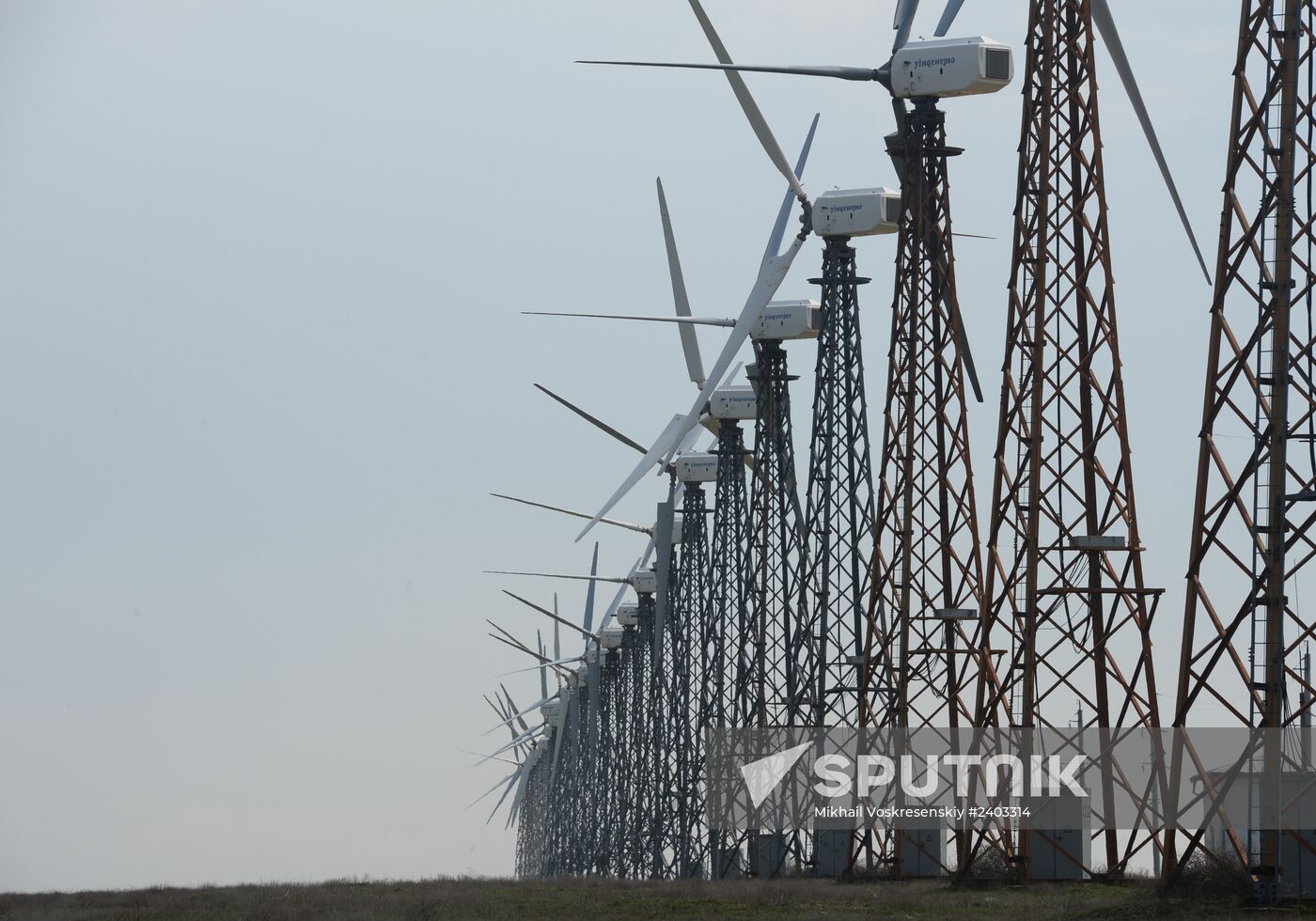 Wind power in town of Mirny