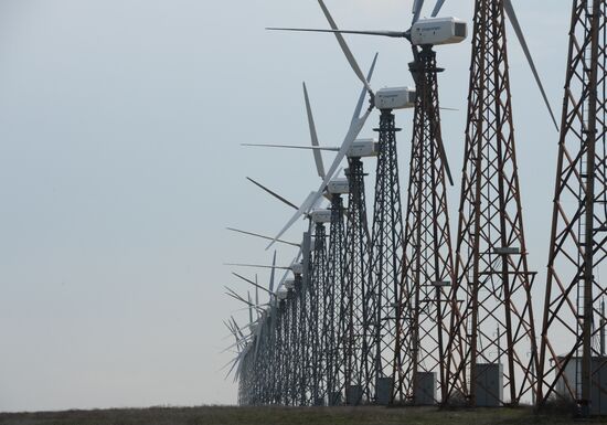 Wind power in town of Mirny