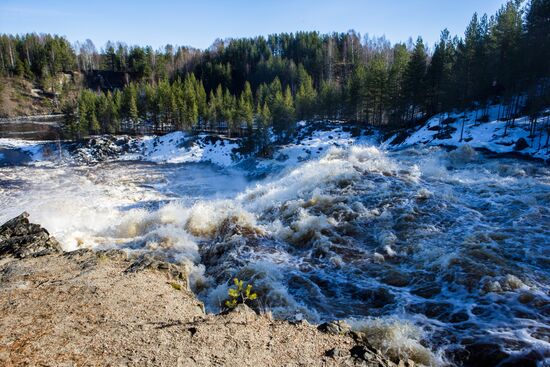 The Girvas waterfall in Karelia