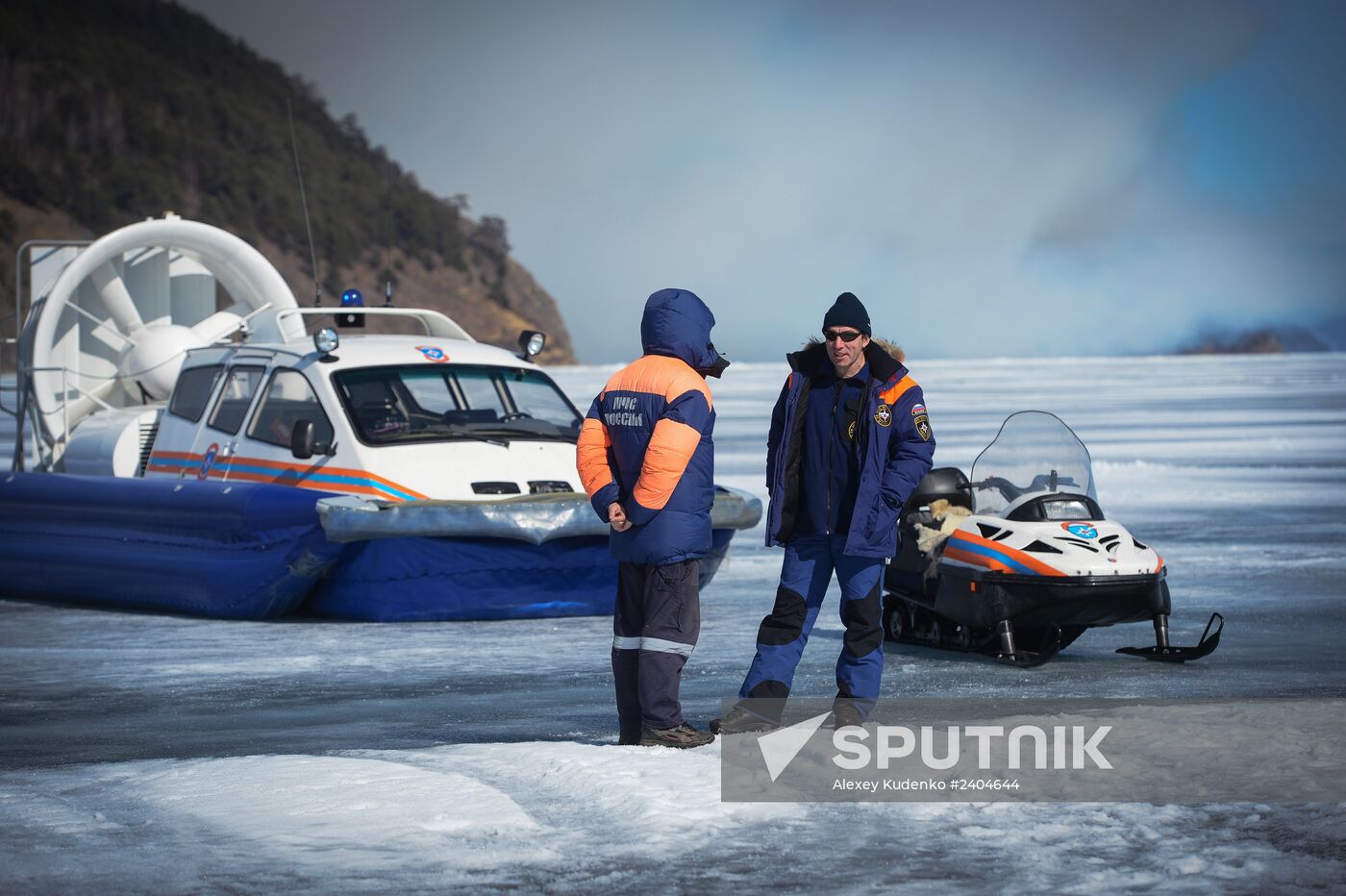 Night Hockey League exhibition match on ice of Lake Baikal