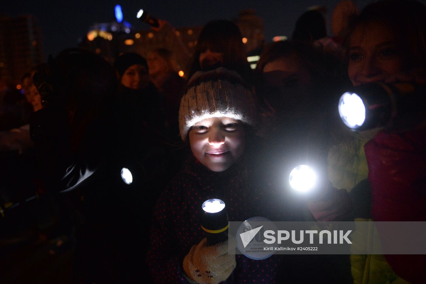 Earth Hour international campaign in Moscow