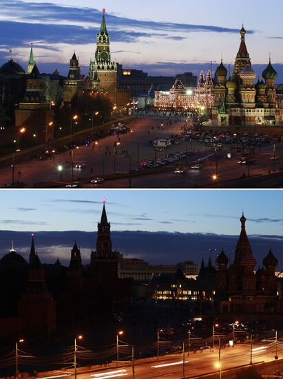 Earth Hour international campaign in Moscow