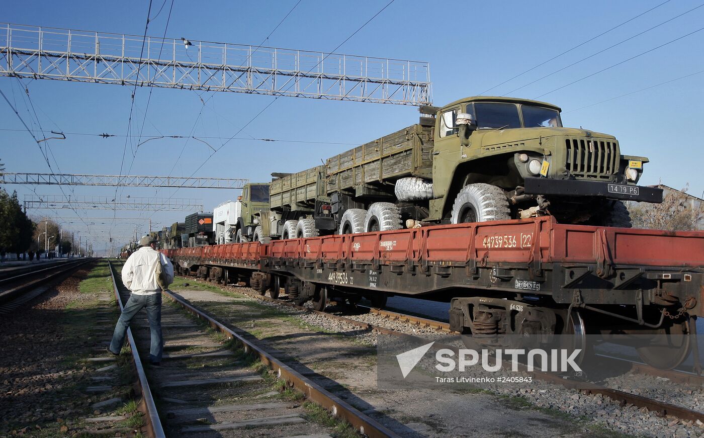 Military machinery prepared for shipment to Ukraine