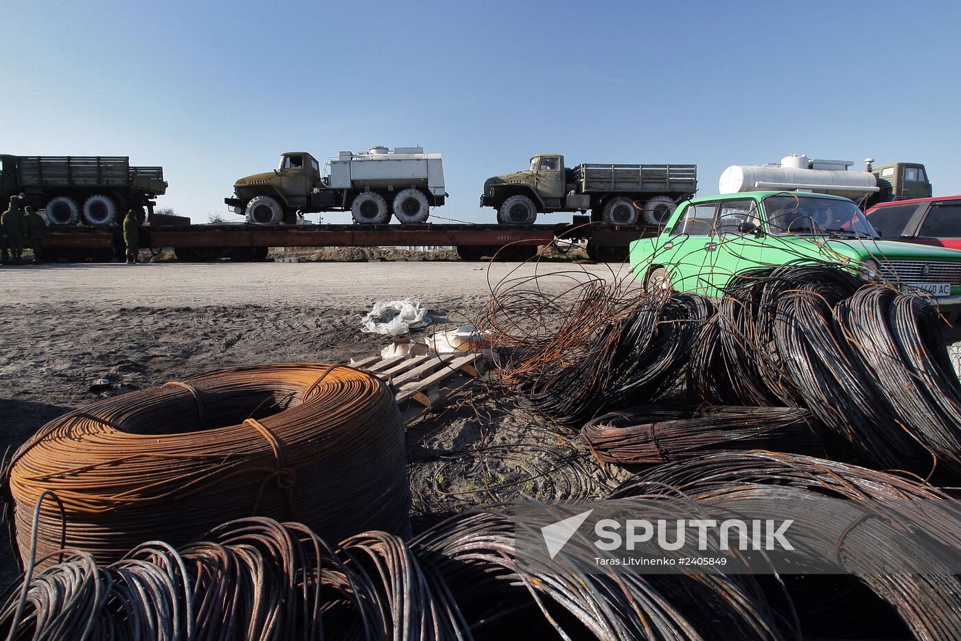 Military machinery prepared for shipment to Ukraine