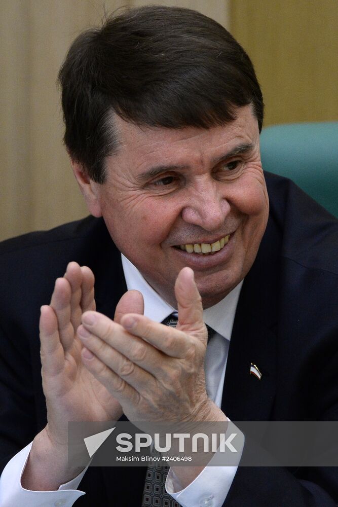 Sergei Tsekov, a senator from the Crimean Legislative Assembly, at a session of the Federation Council of the Russian Federation. Location: Russia, Moscow. Author: Maksim Blinov/Sputnik. Federation Council holds session
