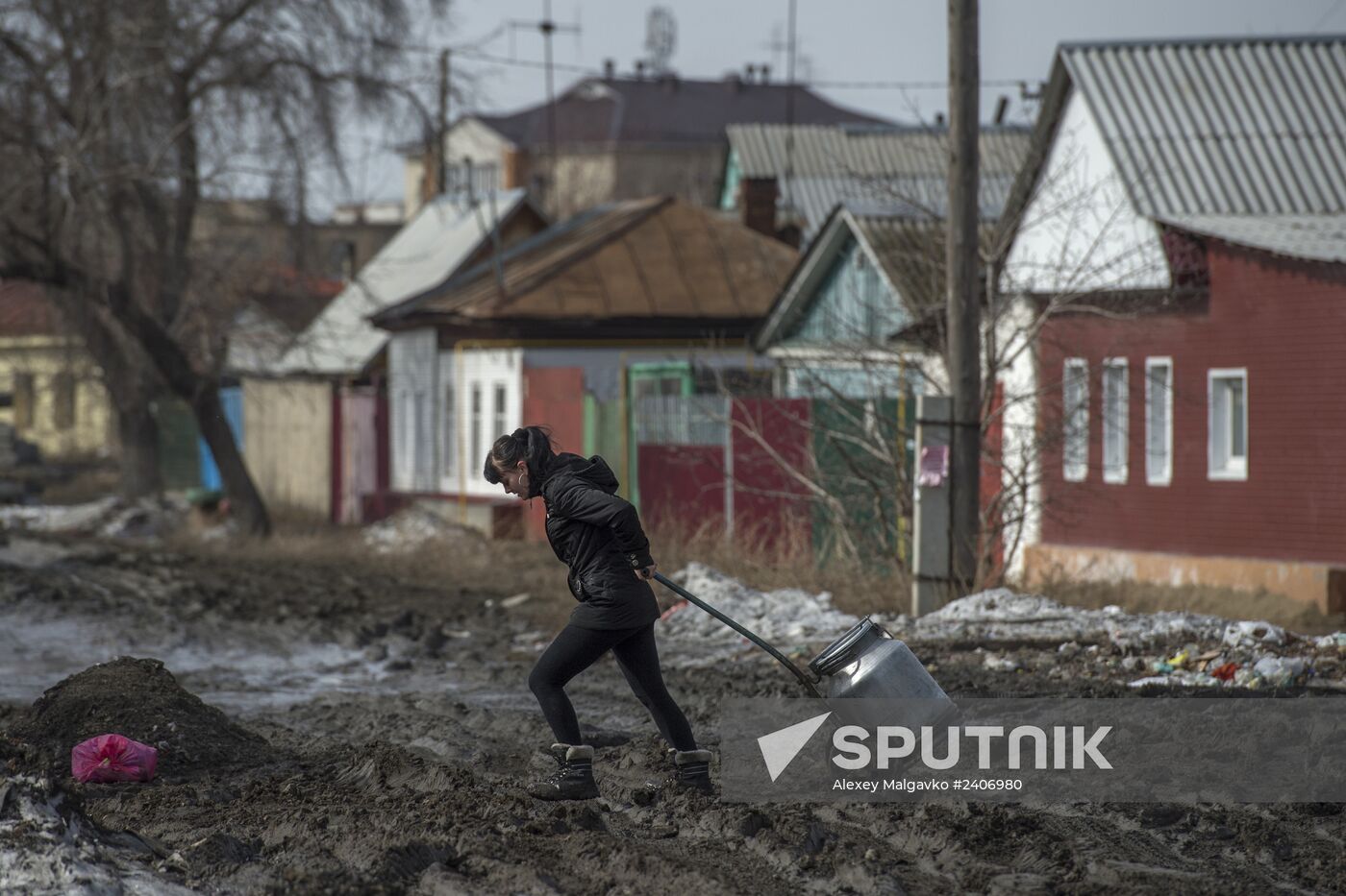 Spring puddles in Omsk