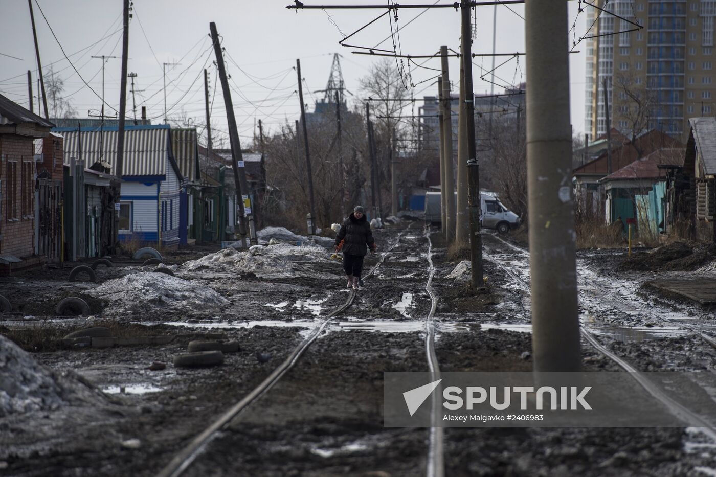 Spring puddles in Omsk