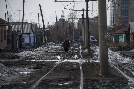 Spring puddles in Omsk