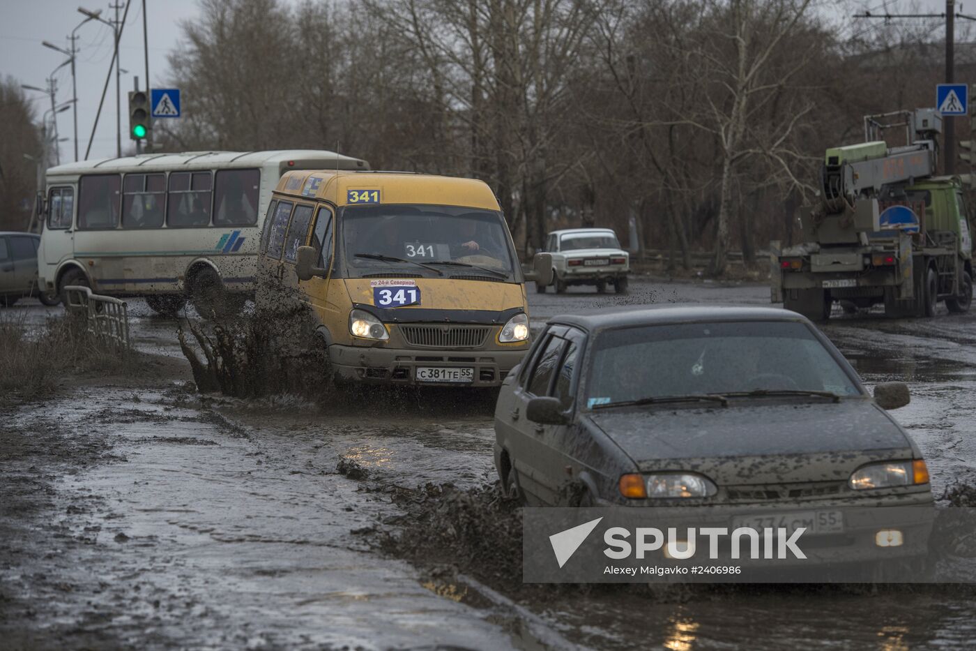 Spring puddles in Omsk