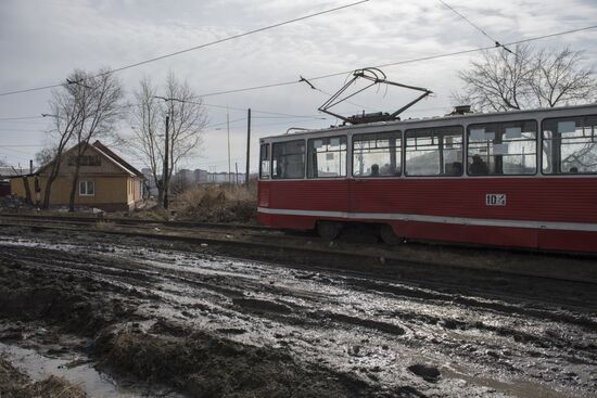 Spring puddles in Omsk