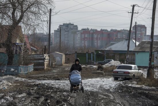Spring puddles in Omsk