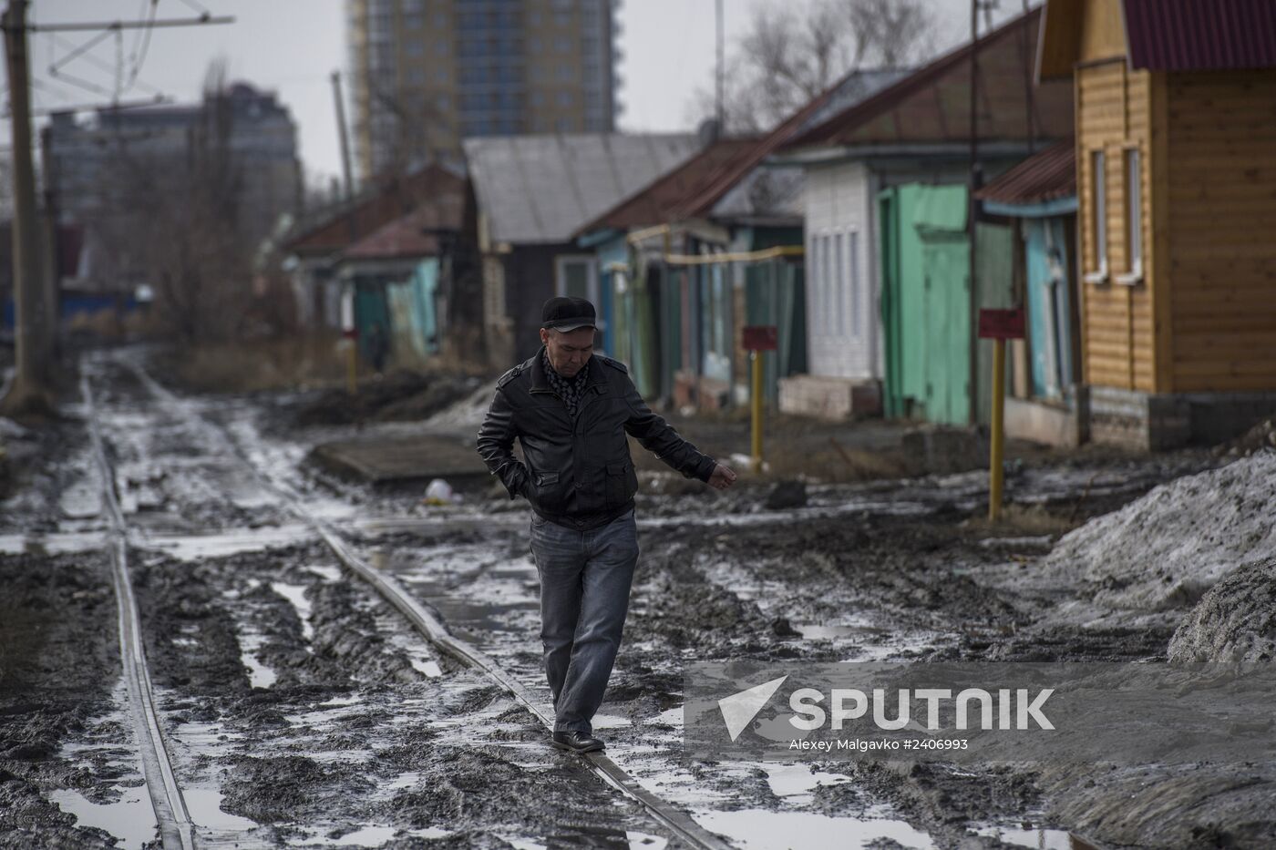 Spring puddles in Omsk