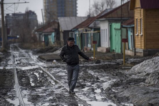 Spring puddles in Omsk