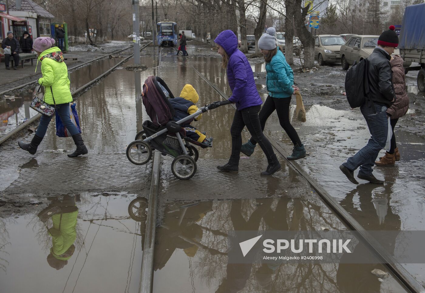 Spring puddles in Omsk