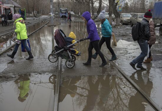 Spring puddles in Omsk