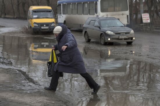 Spring puddles in Omsk