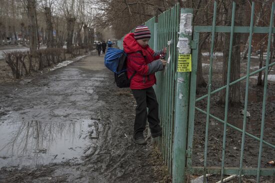 Spring puddles in Omsk