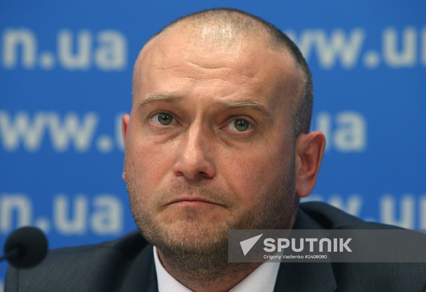 Ukraine's presidential candidate Dmitry Yarosh holds news conference