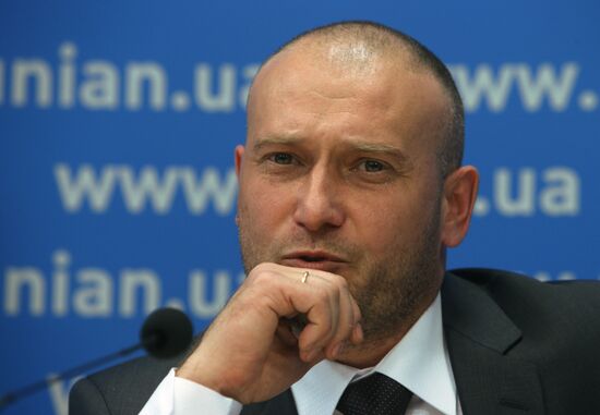 Ukraine's presidential candidate Dmitry Yarosh holds news conference