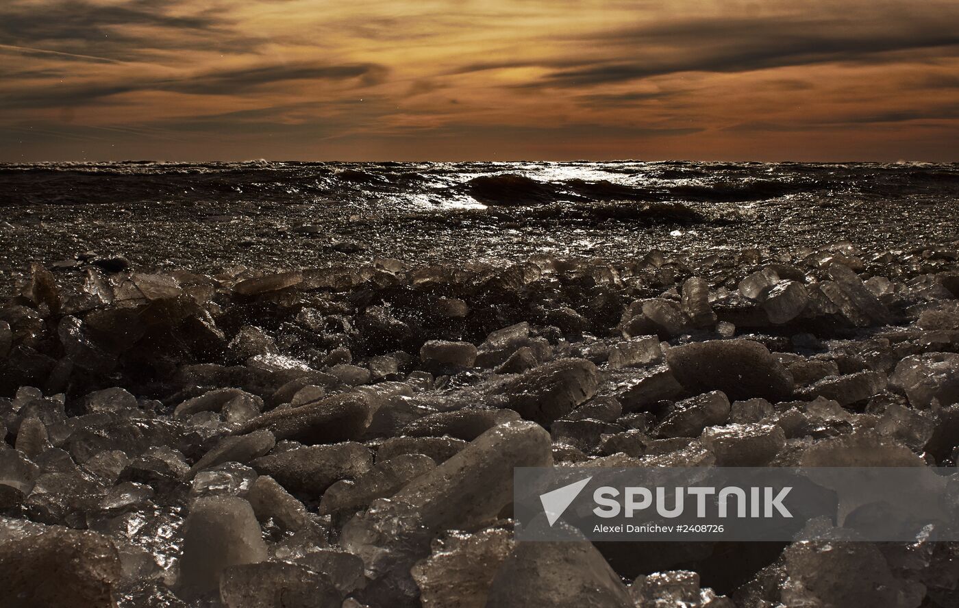 Shore of the Gulf of Finland in the resort area of St. Petersburg