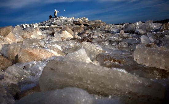 Shore of the Gulf of Finland in the resort area of St. Petersburg