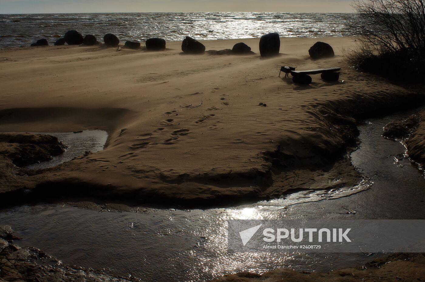 Shore of the Gulf of Finland in the resort area of St. Petersburg