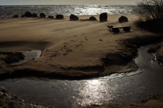 Shore of the Gulf of Finland in the resort area of St. Petersburg