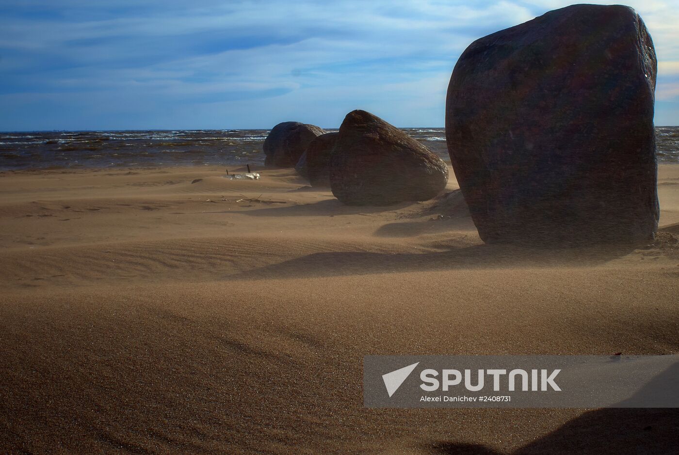 Shore of the Gulf of Finland in the resort area of St. Petersburg