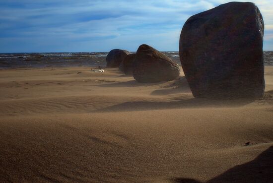 Shore of the Gulf of Finland in the resort area of St. Petersburg