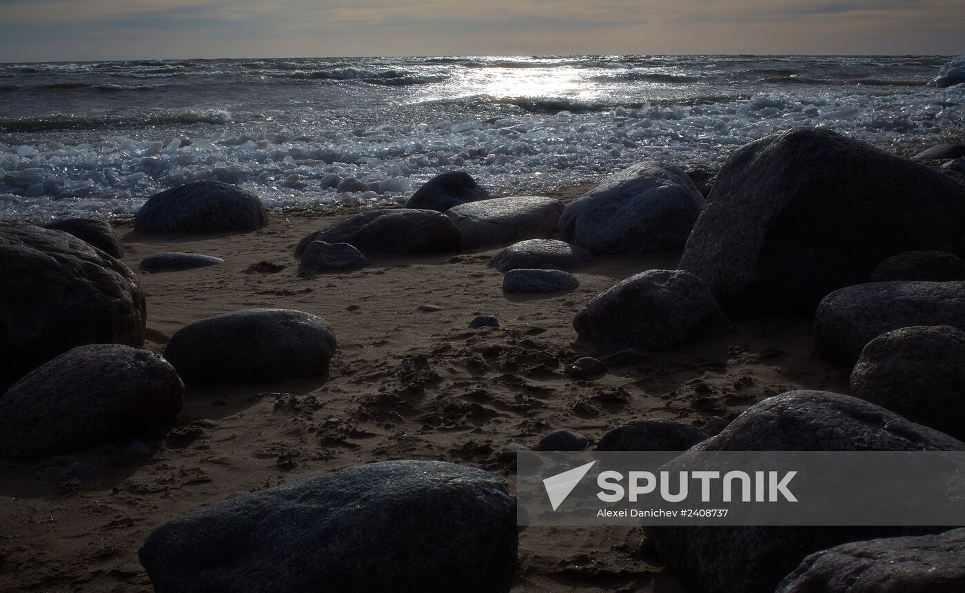 Shore of the Gulf of Finland in the resort area of St. Petersburg