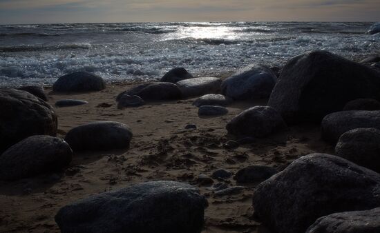 Shore of the Gulf of Finland in the resort area of St. Petersburg