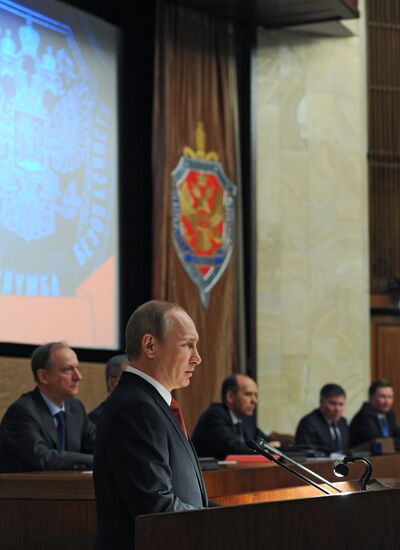 Vladimir Putin attends FSB board meeting