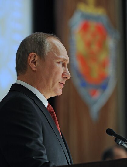 Vladimir Putin attends FSB board meeting
