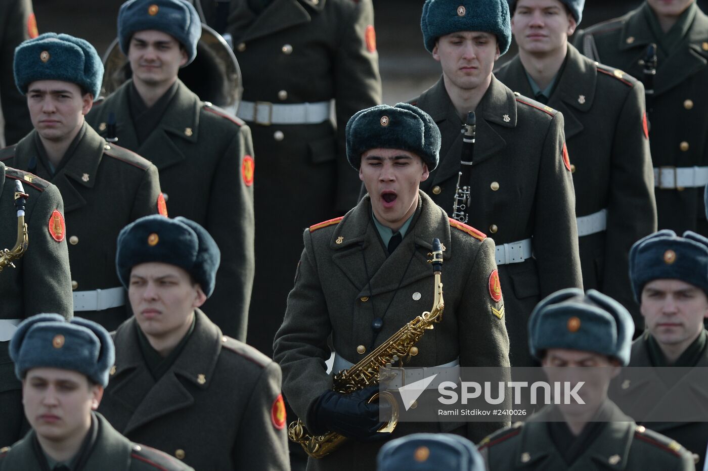 Joint rehearsal of marching and mechanized columns for the Victory Day parade