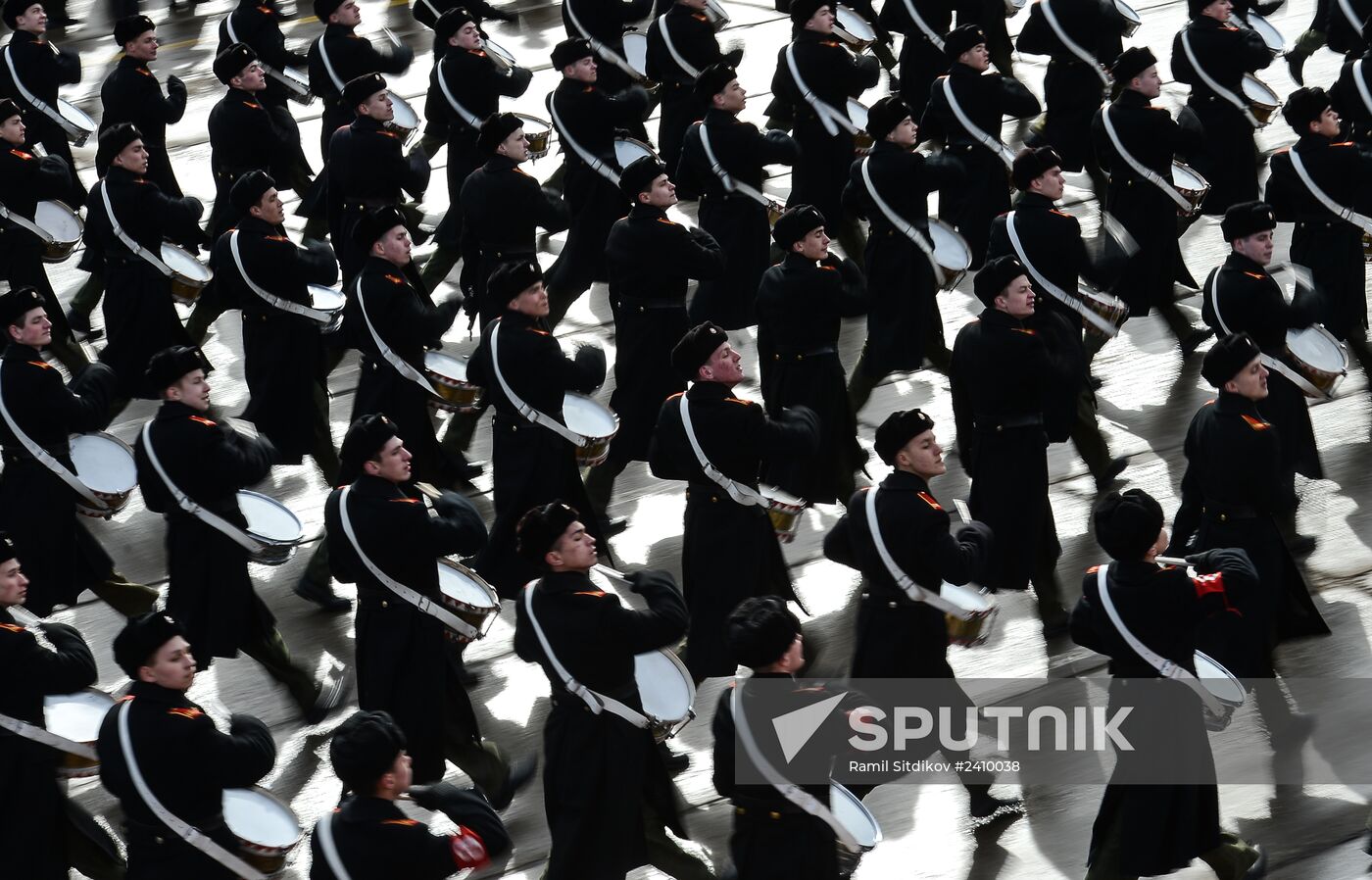 Joint rehearsal of marching and mechanized columns for the Victory Day parade