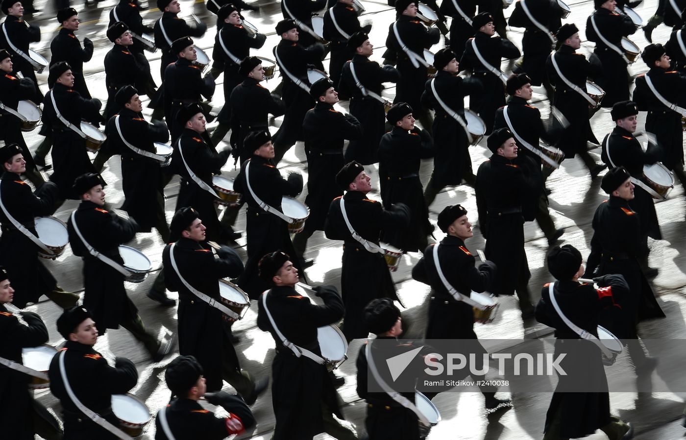 Joint rehearsal of marching and mechanized columns for the Victory Day parade
